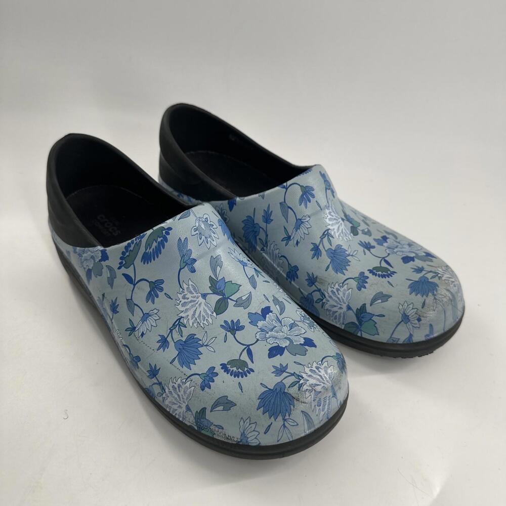 Crocs Dual Comfort Slip On Clog Blue Floral Womens Size 10 Rare, Discontinued